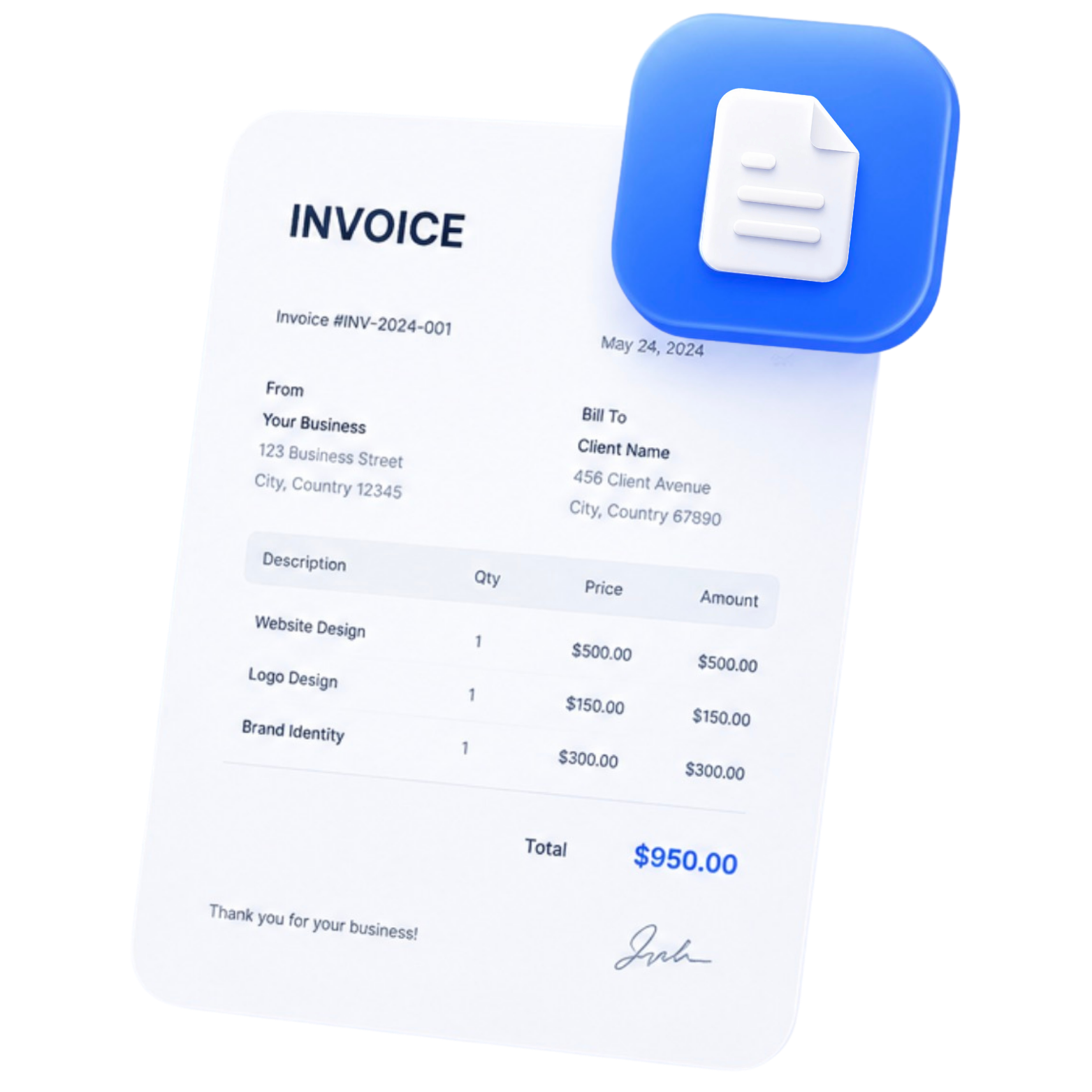 Invoice mockup